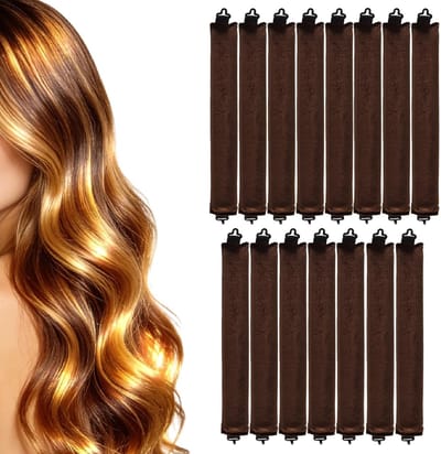 Dailygoods- Krulspelden 15-delige set - Hittevrije Wikkelaars - 27 cm - Bruin - Schuim - Comfortabel voor alle haartypes