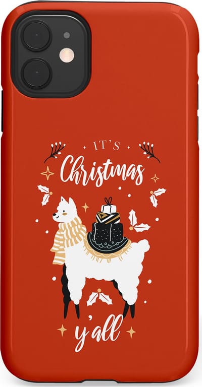Casetastic hoesje geschikt voor Apple iPhone 11 - Dubbellaagse bescherming - Rode Witte Kerst Lama - Fashion Case - Terracotta