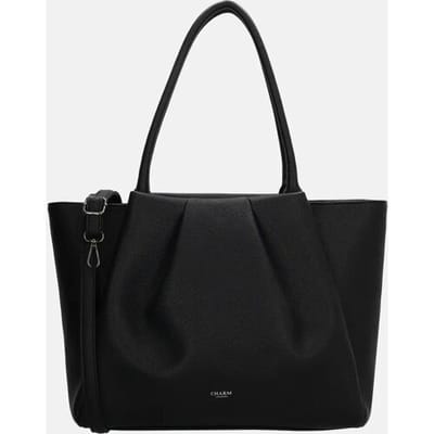 Charm London Lyon Laptoptas - 15.6 inch - Dames - Werktas - Ritssluiting - Magneetsluiting - Laptopvak - School - A4tas - Shopper - Zwart