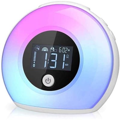 carmdering - Nachtlampje - Lichtwekker - Wake Up Light - Dimbaar Warm Licht - Bluetooth Muziekspeler - Duurzaam ABS Plastic - Kleurrijk LED Display - Ideaal Voor Slaapkamer En Kamperen - 1 Stuk