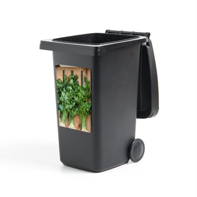 Container sticker Knolselderij - Drie knolselderijen op hout - 40x60 cm - kliko sticker - weerbestendige containersticker