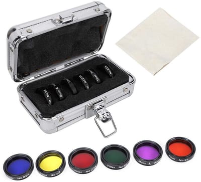 Dailygoods- Telescoopfilterkit 6 stuks - Kleurfilter/maannevelfilter - Astronomische telescoopaccessoires - Opbergdoos - Contrasterende filters - Verbeterde observatiekwaliteit