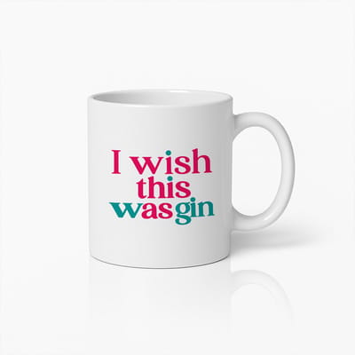 330ml Grappige Quote Koffiemok - "Ik Wens Dat Dit Gin Was" - Humoristisch Geschenk voor Cocktail Liefhebbers