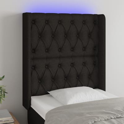 vidaXL - Hoofdbord - LED - 83x16x118/128 - cm - stof - zwart