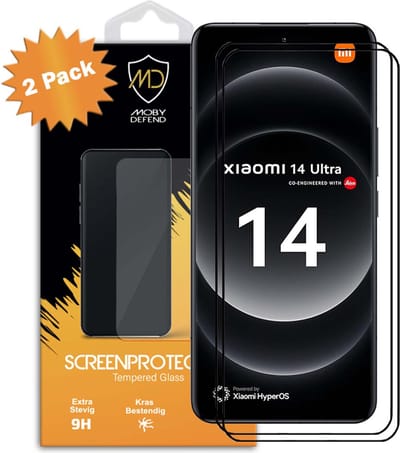2-Pack MobyDefend Screenprotectors - Geschikt voor Xiaomi 14 Ultra - Screensavers Met Zwarte Randen - Gehard Glas