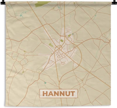 Wandkleed - Wanddoek - Hannuit - Plattegrond - Stadskaart - Kaart - Vintage - 180x180 cm - Wandtapijt