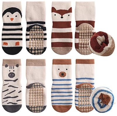 4 Paar Anti-Slip Baby Sokken - Katoenen Sokken voor Peutertjes en Kinderen 0-5 Jaar - Winter Thermo Sokken
