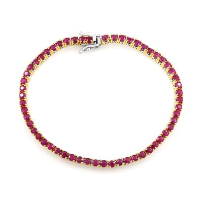 Cavill - Zilveren Armband - 925 Sterling Zilver met Palladiumlaag - 57 Ronde Birmese Robijnen 6,156 ct - Luxe Robijn Sieraad - Elegante Dames Armband