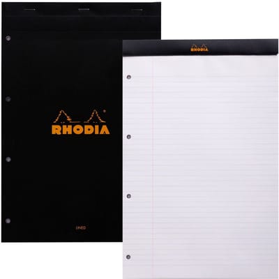Rhodia Notitieblok - Schrijfblok - N20 - Gelijnd - 21x31,8 cm - 80g - zwart - 80 vel