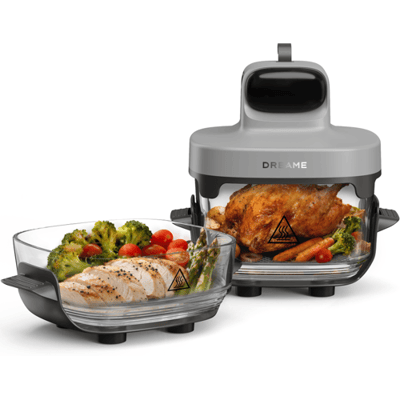 Dreame PT60 Airfryer met dubbele mand - 4,5L + 2,5L capaciteit - 1500W vermogen - 5-in-1 functies - 360° glazen kijkvenster - LED digitaal display