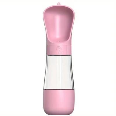 Ultiluxe® 2-in-1 voerbak en waterfles - Roze - 320 ml drinkbak - 179 ml voederbak - Honden en katten - Voor huisdieren onderweg, wandelen of op reis - Lekvrij - Watercontainer - Hondendrinkfles, drinkfles, waterbak voor dieren