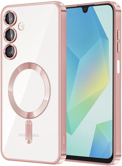 Hoesje geschikt voor Samsung Galaxy A16 - Techsuit Luxury Crystal Back Cover - Geschikt voor MagSafe - Transparant/Roze