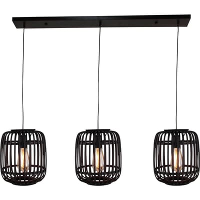 Brilliant Hanglamp Woodrow met 3 bamboe kooikappen