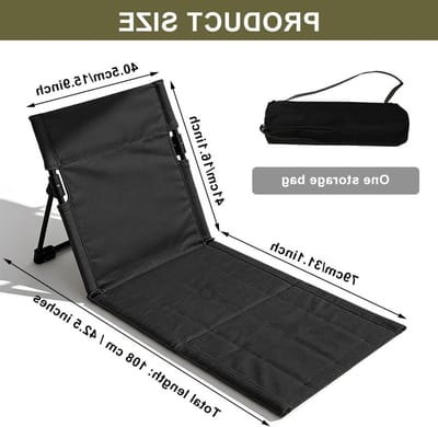 Opvouwbare strandmat met rugleuning en opbergtas, comfortabel voor strand, tuin en camping, 108 x 40 x 41 cm