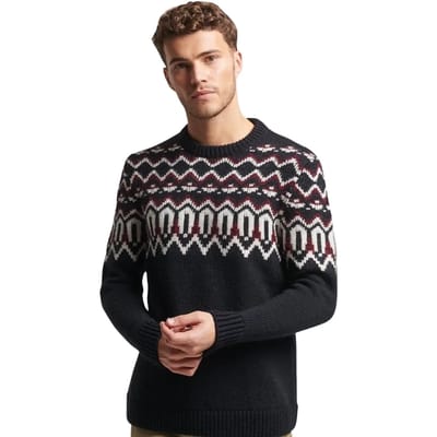 Superdry - Gebreide Fairisle trui met ronde hals - Heren - Sweaters