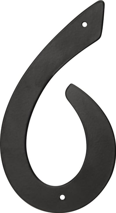 Zwart Gegoten Aluminium Huisnummer 6 - 4 Inch Hoog Inclusief Montage Materiaal (2 Stuks)