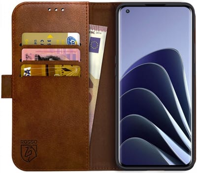 Rosso Element Book Case Wallet Hoesje Geschikt voor OnePlus 10 Pro | Portemonnee | 3 Pasjes | Magneetsluiting | Stand Functie | Bruin