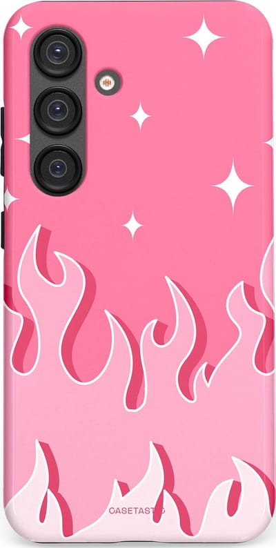 Casetastic Hoesje Geschikt voor Samsung S25 - Stijlvolle Beschermende Duo-layer Case - Roze Vlammen