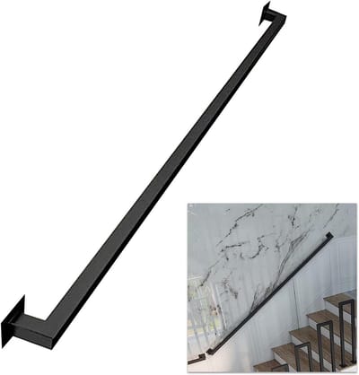 Trapleuning Metaal - Handgreep Zwart - Veilig Traplopen - Stevig Smeedijzer - 90 cm - Zwart