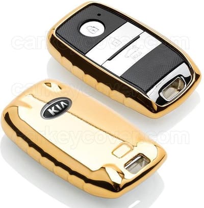 Autosleutel Hoesje geschikt voor Kia - SleutelCover - TPU Autosleutel Cover - Sleutelhoesje Hoogglans Goud