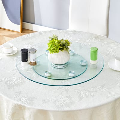 HAUSS SPOLE Tafelblad Draaibaar – 61 En 38 Cm – Gehard Glas – Transparant – Tweelaags Draaischijf Voor Eettafel