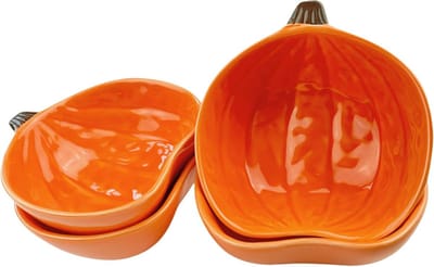 Kleine Keramische Pompoen Ramekins 6oz - Set van 4 voor Serveren en Bakken