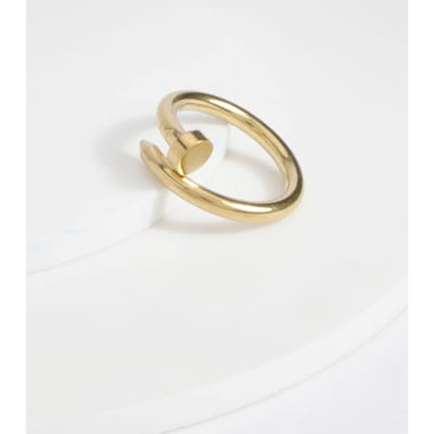 boohoo Dames Waterbestendige Ring met Schroefdetails | Gold | Maat: Small/Medium