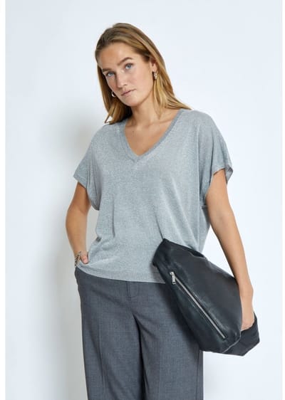 Minus Carlina Batsleeve Knit Tee Tops & T-shirts Dames - Shirt - Metallic - Maat S