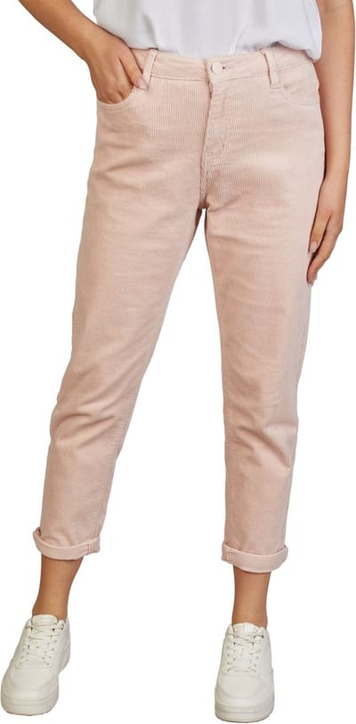 DENIMFY Dames Cord DFLisa regular/straight Roze M Volwassenen Broek Pantalon