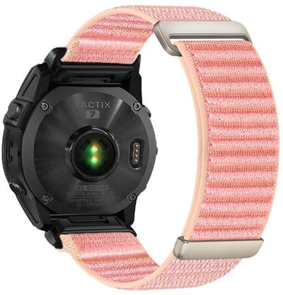 By Qubix - Geschikt voor Garmin bandje - 26mm Quickfit - Nylon Sport Loop bandje - Roze - Geschikt voor Garmin Quatix 8 - 51mm