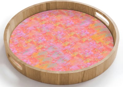 Dienblad rond 40x40 cm - Schootdienblad hout - Verf - Texturen - Pastel - Borrelplank rechthoek - Plateau houten dienbladen