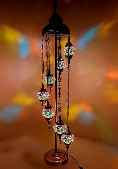 Turkse Lamp Vloerlamp - Mozaïek Lamp 160 cm - 7 Bollen - Multicolour Handgemaakt