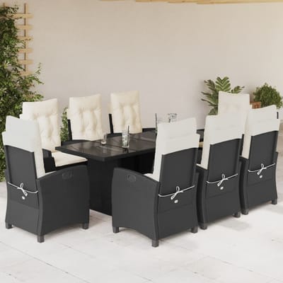 vidaXL - 9-delige - Tuinset - poly - rattan - zwart