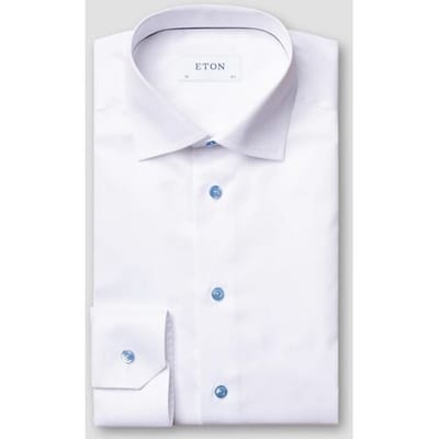 Eton Overhemd Uni Signature Twill Contrast Buttons Wit / male