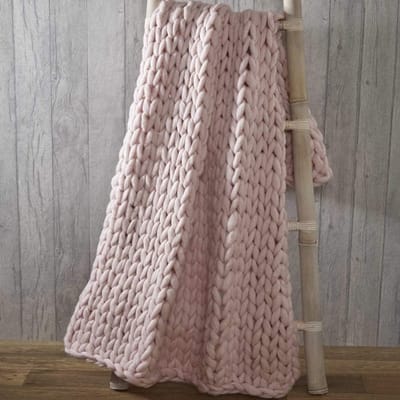 Woondeken - Plaid deken - Gezelligheid in huis - Handgebreid design - 120 x 150 cm - Blush roze