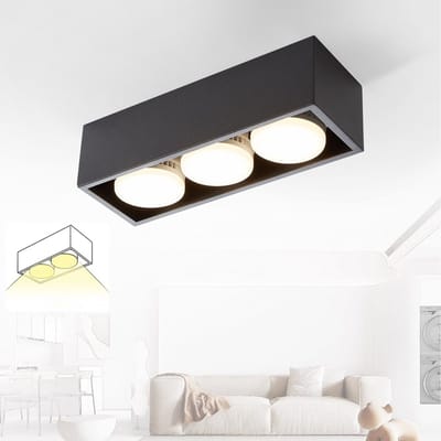 NETTLIFE Opbouwspot GX53 - vierkant - Zwart - 3-Lichts - 15W - Moderne Plafondlamp - 3000K Warm Wit Licht - Plafondspot - voor Hal | Slaafkamer | Kantoor | Woonkamer