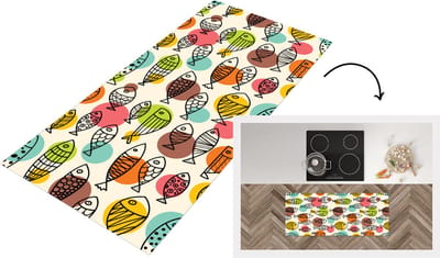 Keukenloper - Loper keuken - Stippen - Vis - Regenboog - 120x50 cm - Keukenloper vinyl
