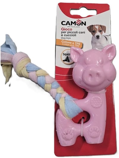 camon - puppy toy - puppy speeltje - TPR en katoen - diertje met pieper , drijvend - tandverzorgend - voldoet aan de behoefte van uw pups kauw/bijtdrang