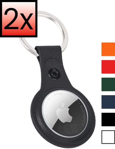 Hoesje Geschikt voor Apple AirTag 2 Sleutelhanger Houder Leder Look Hoes - Sleutel Hanger Case Hoesje Geschikt voor Apple AirTag 2e generatie Hoesje - Zwart - 2 PACK