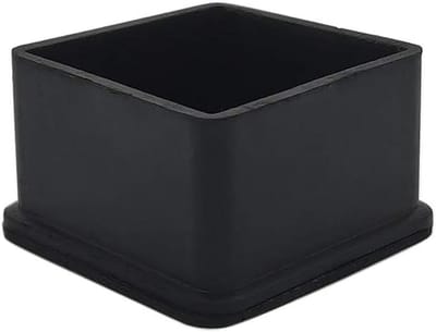 4x Set Zwarte Vierkante Rubberen Stoelpootdoppen - Vloerbeschermers 50x50mm