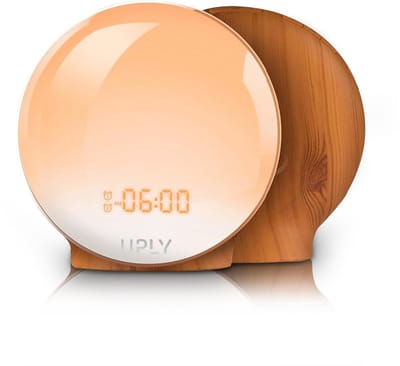 UPLY Wake Up Light - Met USB Oplaadpunt - Licht Wekker - Wekker Radio - 2 Wektijden - Digitale Wekker - 7 Kleuren