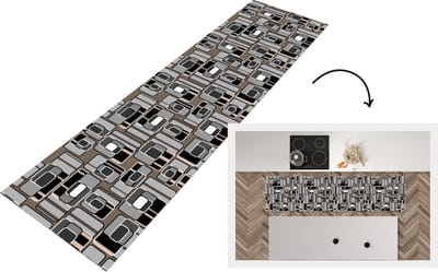 Keukenloper - Loper keuken - Patronen - Abstract - Skyline - 200x50 cm - Keukenloper vinyl
