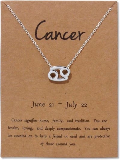 Bixorp Stars Kreeft / Cancer Ketting - Zilverkleurige Ketting op Cadeau Kaartje - Sterrenbeeld / Zodiac Hanger
