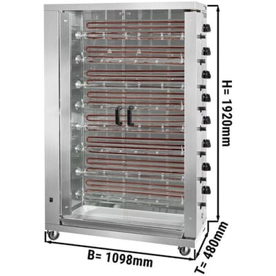 GGM Gastro Elektro Hähnchengrill - 38,4 kW - mit 8 Spießen für bis zu 48 Hähnchen Zilver