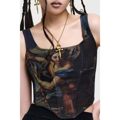 Killstar - Gothic Korset - Cathedral Gardens - Crypt Garden Corset - M - voor Vrouwen - meerkleurig