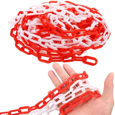 Ketting in Rood-Wit van Plastic, 11m x 6mm, Geschikt voor Parkeerplaatsen, Restaurants en Tentoonstellingen