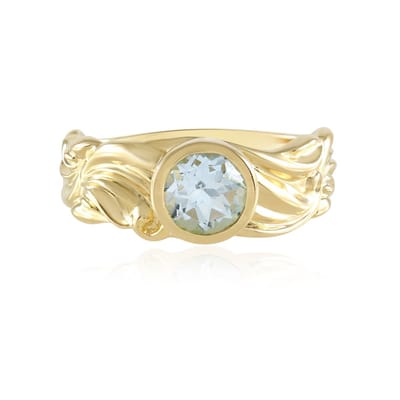 Cavill - Zilveren Ring met 0,72 ct Braziliaanse Aquamarijn - 925 Sterling Zilver Verguld - Elegante Bezel Ring - Rond Slijpsel - Maten 17 18 19