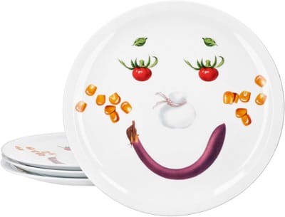 MamboCat 4-delige set pizzabordjes SMILEY Ø30,5 cm van porselein - 2702054