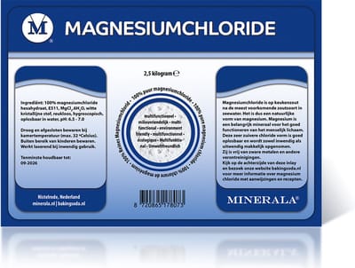 Minerala Magnesiumchloride - Food Grade - 2,5 kg - Fijne kristallen - Magnesiumchloride hexahydraat - E511 - Multifunctioneel mineraalzout - Hersluitbare doypack / stazak - Herkomst Europa