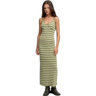 Superdry Gestreepte Ribjersey Maxi-jurk Green Grootte: 36